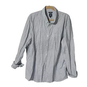GAP Oxford Shirt Blue and White Striped Slim Fit Size XXL Office Career Business